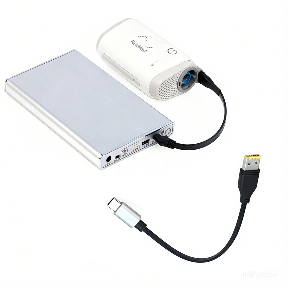 ResMed AirMini USB-C PD Power Cable, 20V to 24V Boost Converter Cord, 30W+ PD Power Bank & Car Charger Compatible, Travel Camping CPAP Accessory