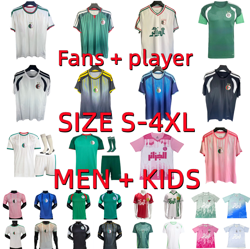 2026 20207 Algeria Soccer Jerseys Algerie 24 25 26 27 MAHREZ AIT NOURI AOUAR BENSEBAINI Football Shirts Player version Uniforms adult camiseta de futbol Men kids kit