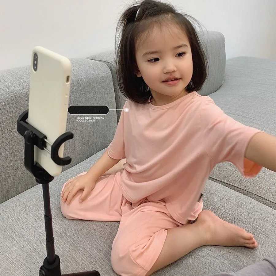 1-6 Years Solid Color Baby Clothes Set Summer Modal Newborn Baby Boys Girls Clothes 2PCS Baby Pajamas Unisex Kids Clothing Sets H260403