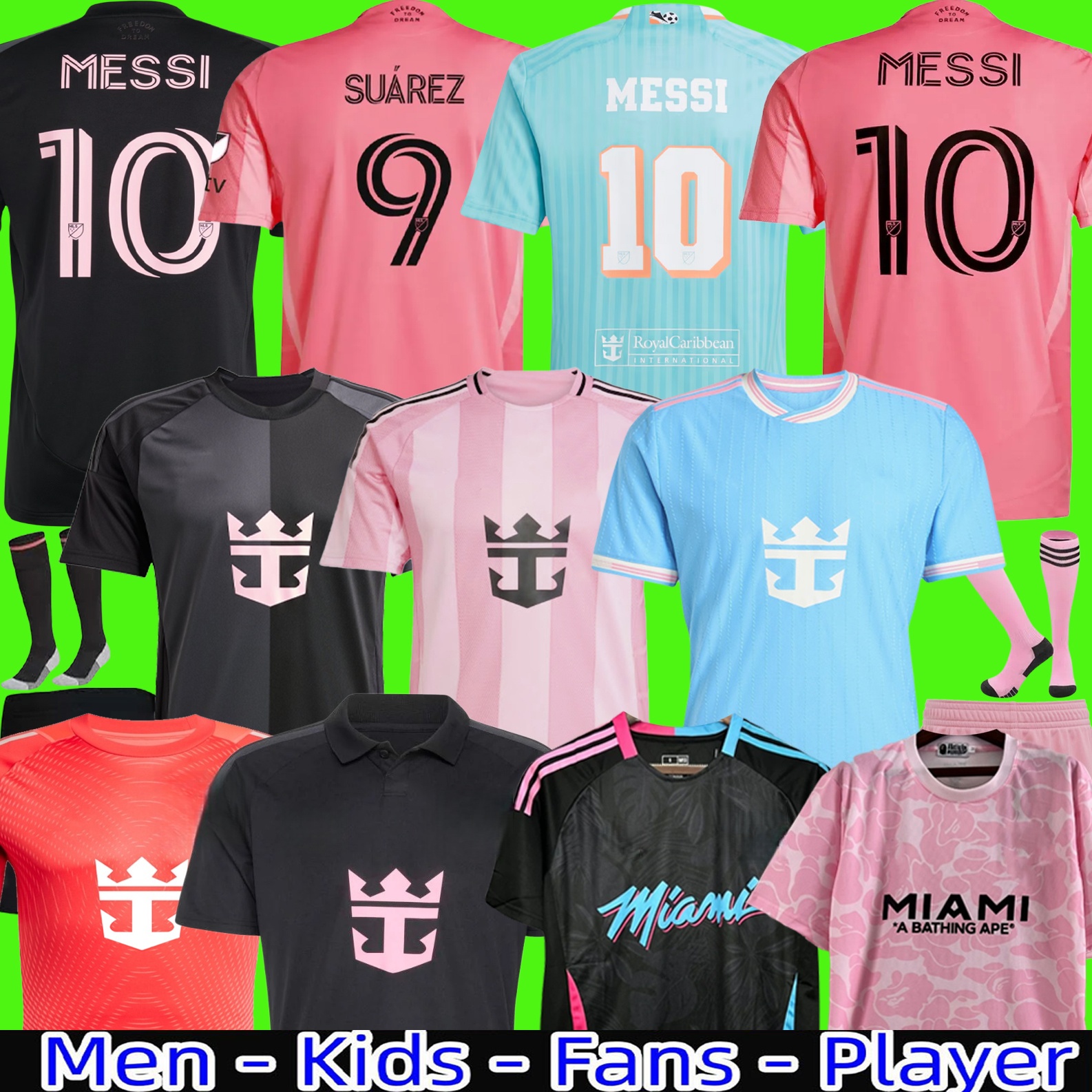 25 26 27 Fans Player Inters SUAREZ Earth Day Pre-Match MiamiS MESSIS Soccer Jerseys third 2025 2026 Sergio Jordi Alba football shirts PIZARRO Special men kids kit 2026