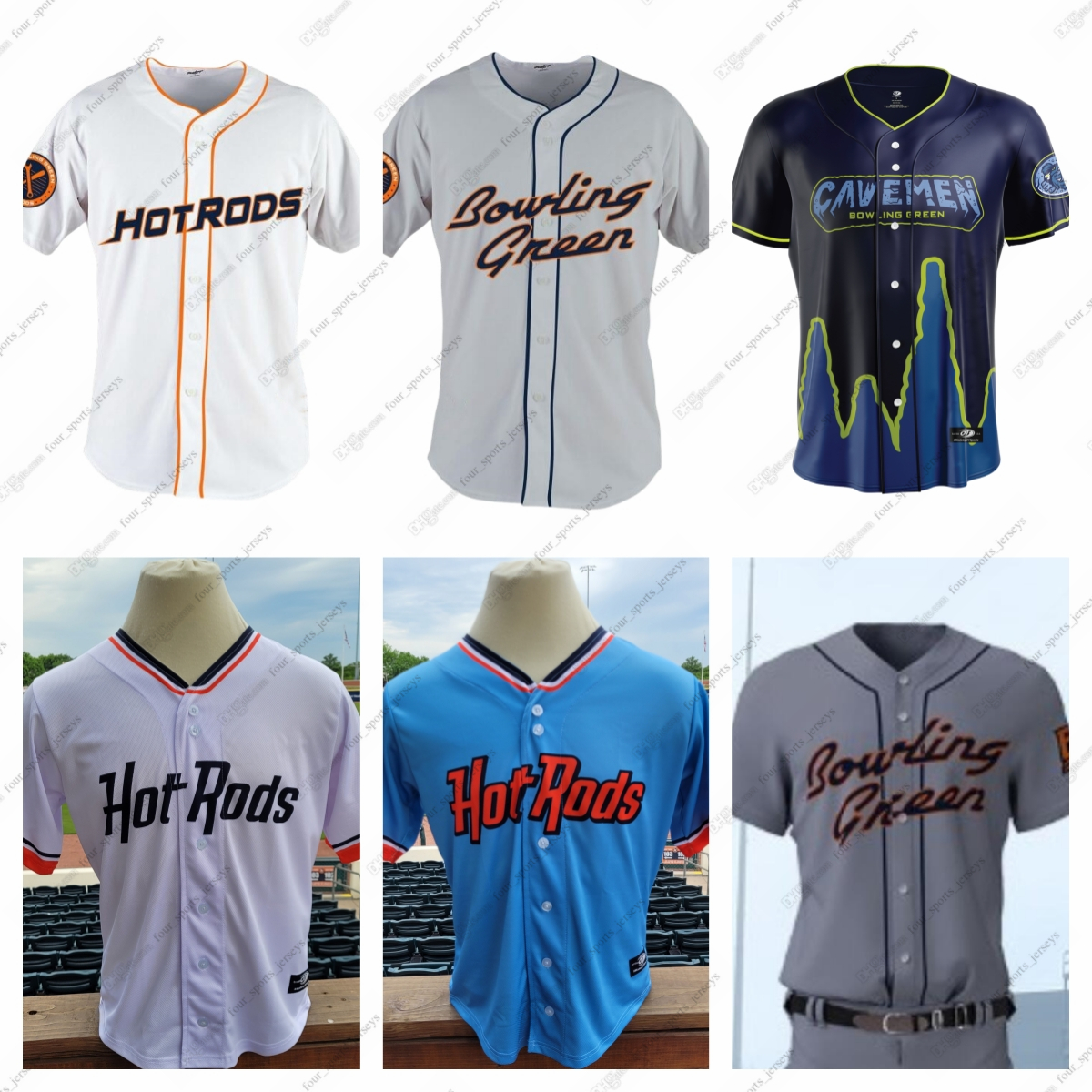 Bowling Green Hot Rods Baseball Jersey Custom Jersey Any Name Number