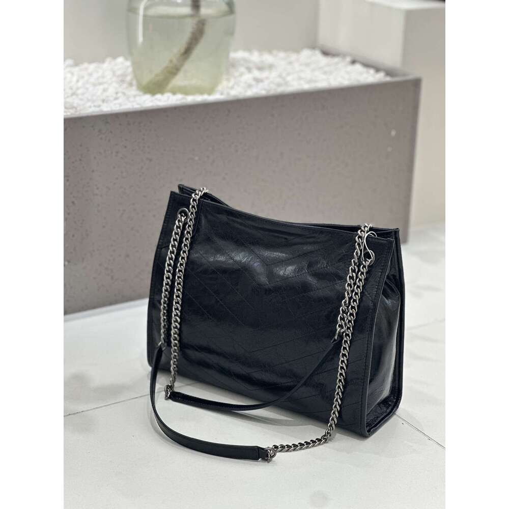 Women's Genuine Leather Bag, First Layer Oil Wax Leather, Shoulder Underarm Bag, Large Capacity Tote Bag, Rhombus Chain Bag, Luxury Ladies Handba