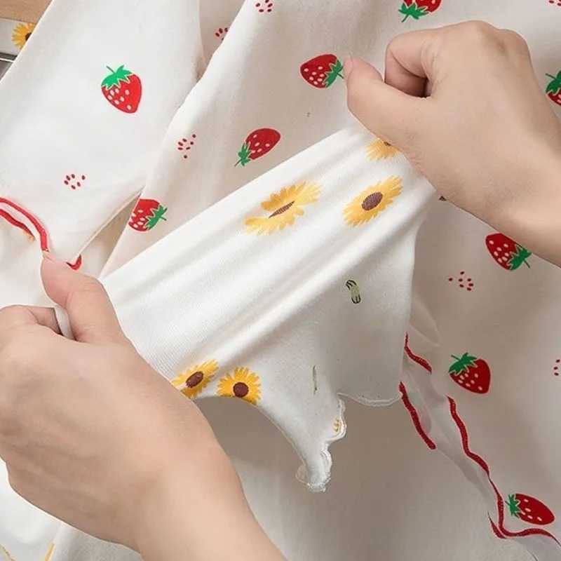 Girls Summer Pajama Set Strawberry Print Shorts Pink Peaches Tee Baby Cool Comfort Homewears Soft Breathable Sleepsuits for Play H260403