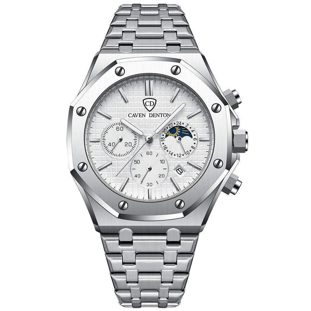 Foreign Trade Hot-Selling Waterproof High-End Fashion Dial Steel Band Multi-Function Men's Quartz Watch