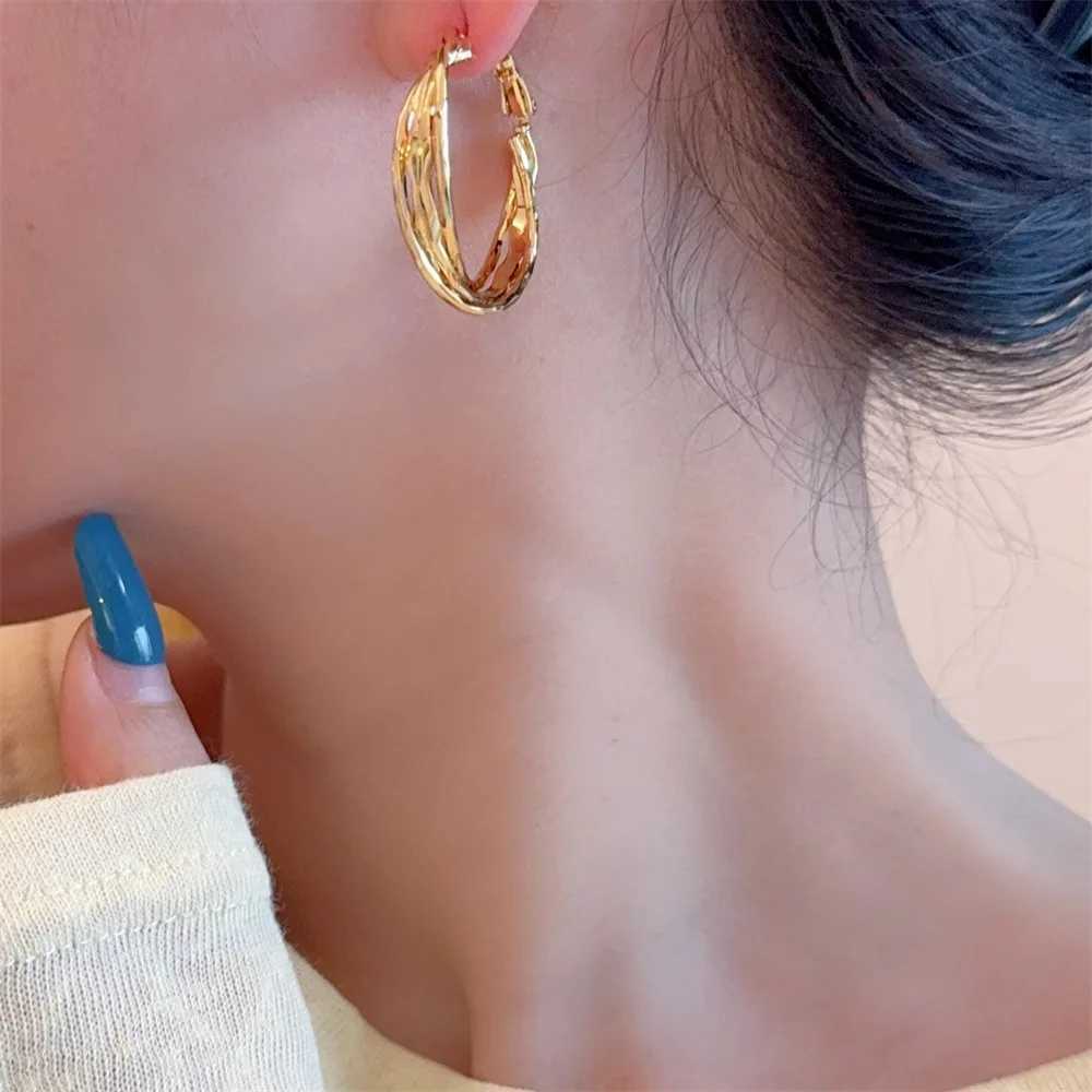 Womens Minimalist Multi-layer Circle Earrings 925 Silver Stud C-shaped Luxury High-End Feel Earrings H260403