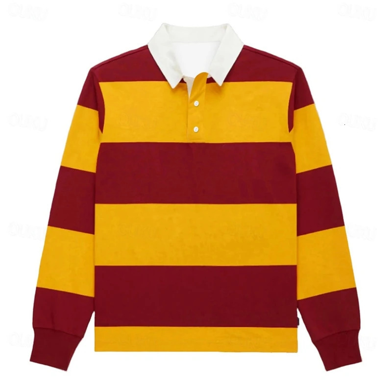 Simple Fashion Striped Polo Shirts For Men Casual Autumn Long Sleeve 3D Printed Golf Polo Shirt Loose Breathable Lapel Tops 260403 - view 3