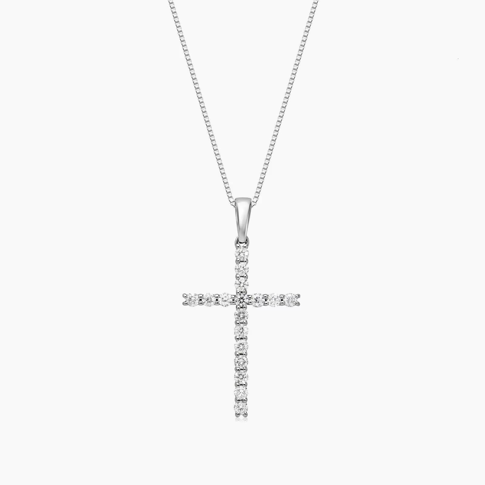 Premium 925 Silver Moissanite Diamond Cross Necklace Pendant Luxury Religious Jewelry for Men Women Elegant Gift Fashion Chains