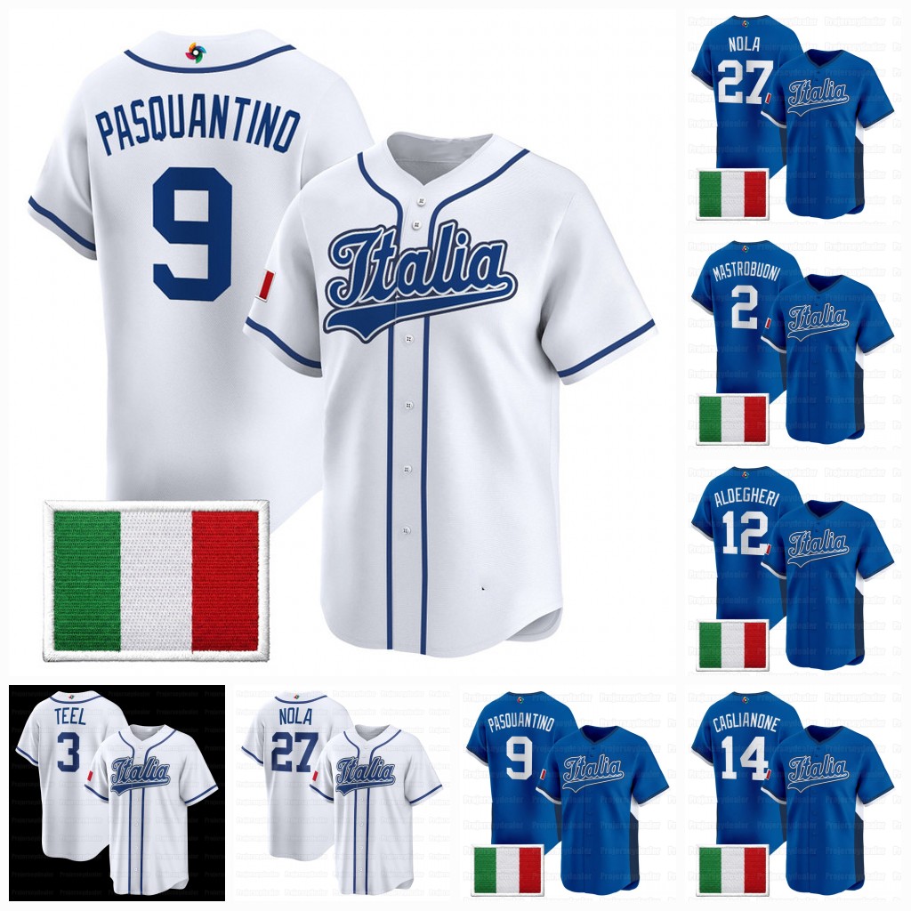 Team Italy 2026 World Baseball Classic Jerseys WBC Aaron Nola Pasquantino Kyle Teel Adam Ottavino