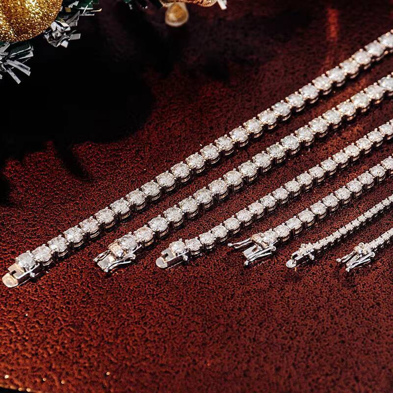 Sliver Moissanite Tennis Necklace 925 Sterling Sliver Vvs Moissanite Diamond 3mm Iced Out Moissanite Tennis Chain