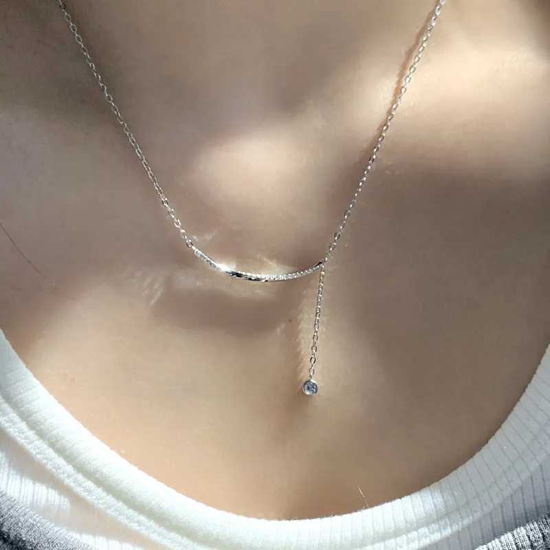 Elegant Tassel Zirconia Necklace for Women Luxury Clavicle Chain High-End Feel Diamond Embedded Pendant Wholesale Jewelry H260403