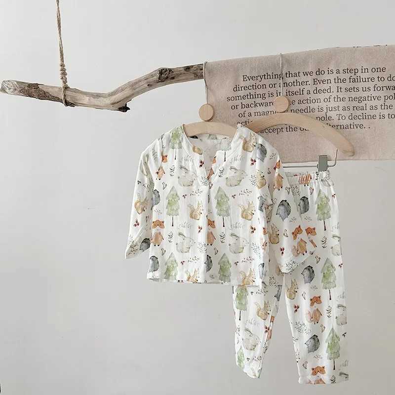New Spring Autumn Kids Girl Boy Pajamas Set Long Sleeve Bunny Animal Print Sleepwear Toddler Boys Girls Loungewear A9639 H260403
