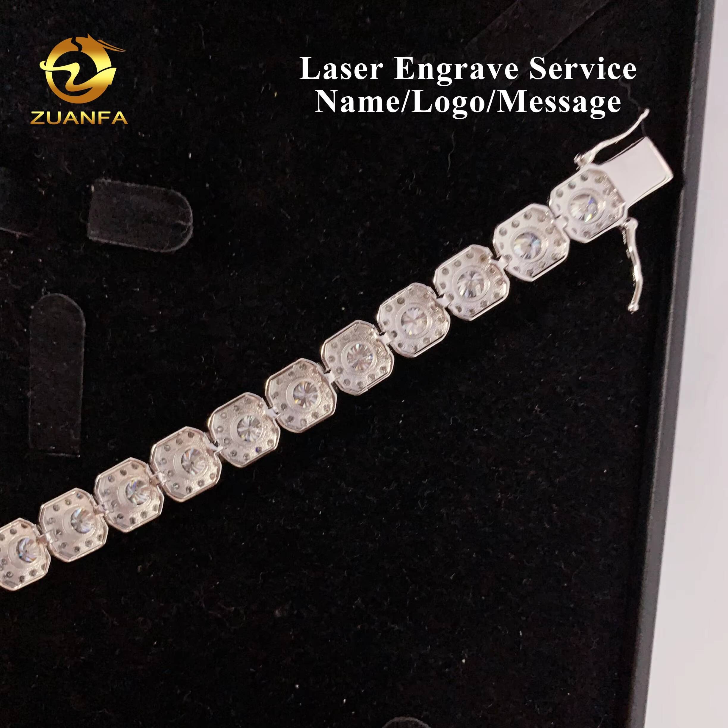 Timeless Style 10mm Halo Ice Cube Design Moissanite Bracelet Infinity Cuban Link Chain Moissanite Cuban Link Bracelet