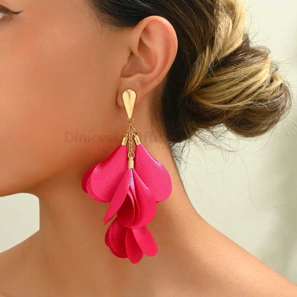 Bohemian Fashion Elegant Leopard Flower Decor Long Tassel Dangle Earrings For Women Luxury Designer Wedding Party Jewelry Gifts H260403