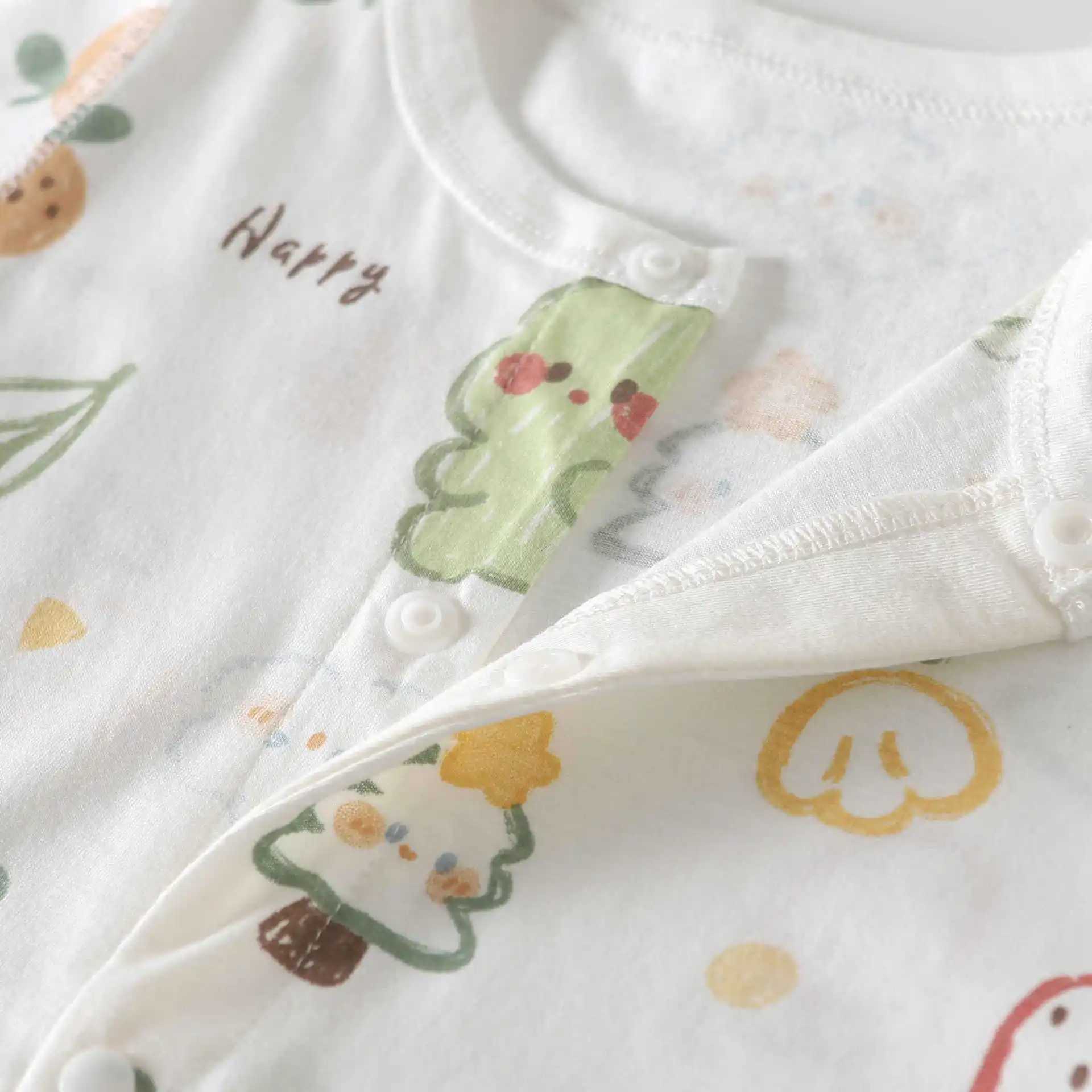 Somenie Infant Romper for Summer Thin Clothing Pure Cotton Boys Girls Cute Print Short-Sleeve onesie Outing Wear H260403