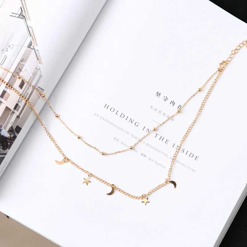 New Gold Silver Chain Beads Pendant Necklace Fashion Jewelry Multi Layer Female Necklaces Necklace Woman AccESSories H260403