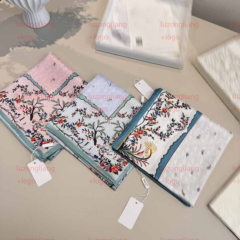 2026 Designer Silk Scarf 90cm Square Scarf Floral Letter Headscarf Wrap Breast Scarf Advanced Headscarf Single-sided Printed D Letter Scarf Headscarf 666