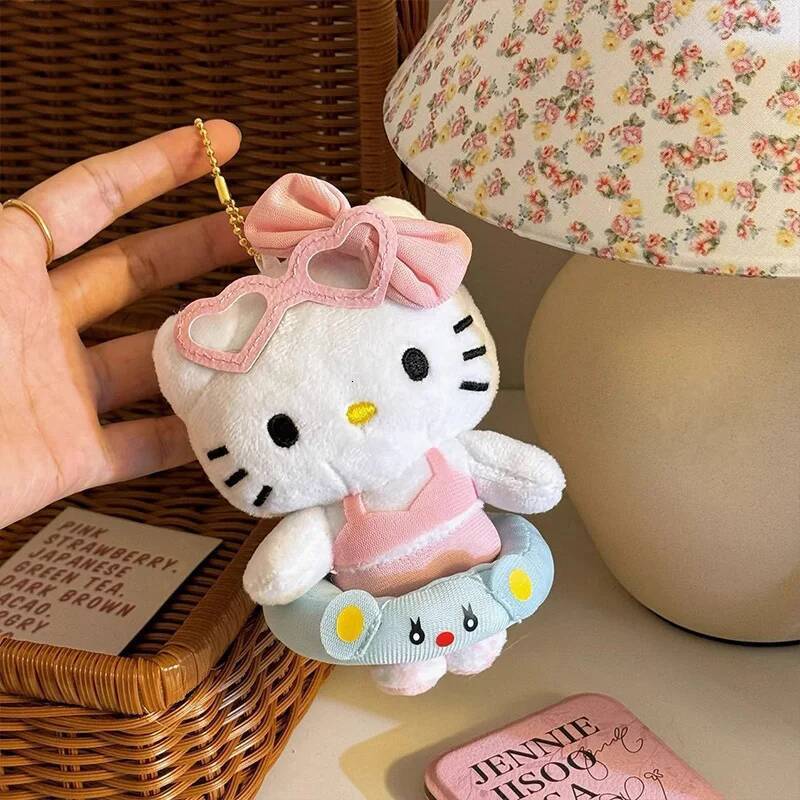 Winter Plush HelloKitty Keychain Scarf Dress Up Girl Birthday Angel Shaped Kitty Cat Pendant Car Decoration Xmas Gift