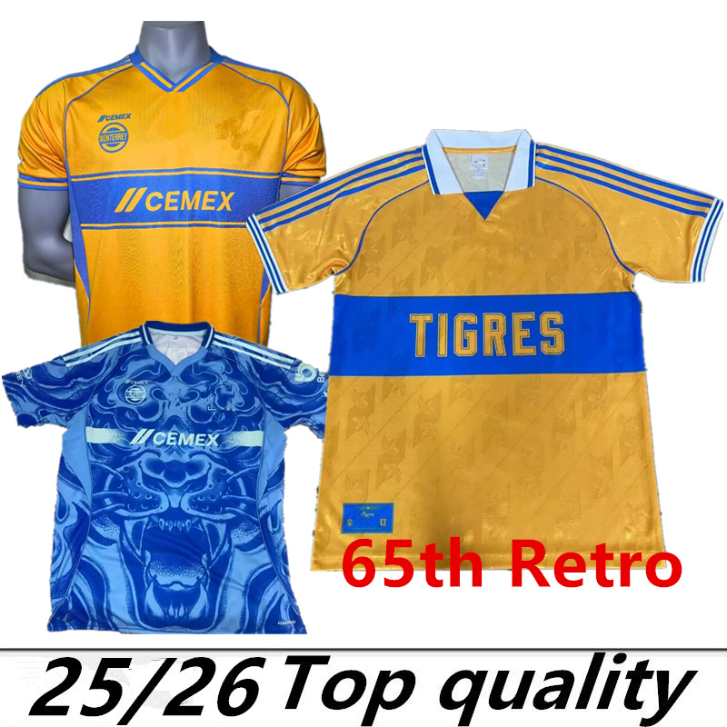 65th Retro 3XL LIGA MX 2025/26 Tigres UANL soccer jerseys 2025 GIGNAC S. CORDOVA OZZIEL FLORES D. LAINEZ ANTUNA BRUNETTA GORRIARAN J. P. VIGON men kids
