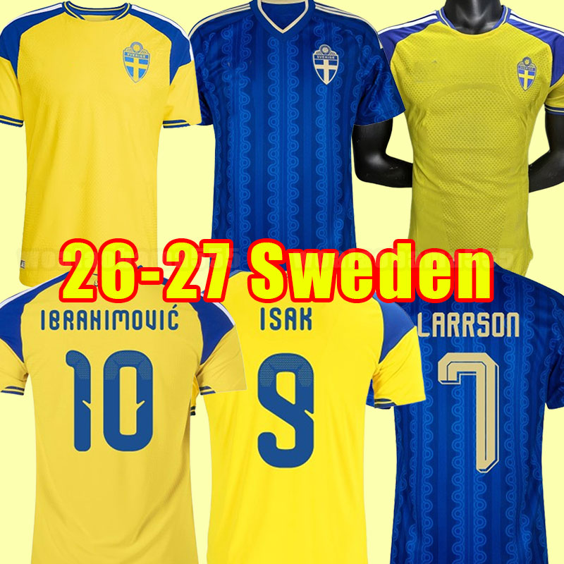 2026 2027 Sweden LARSSON Mens Soccer Jerseys National Team DAHLIN BROLIN INGESSON Home Yellow Away blue Adult Football Shirts Uniforms 26 27 world cup player version