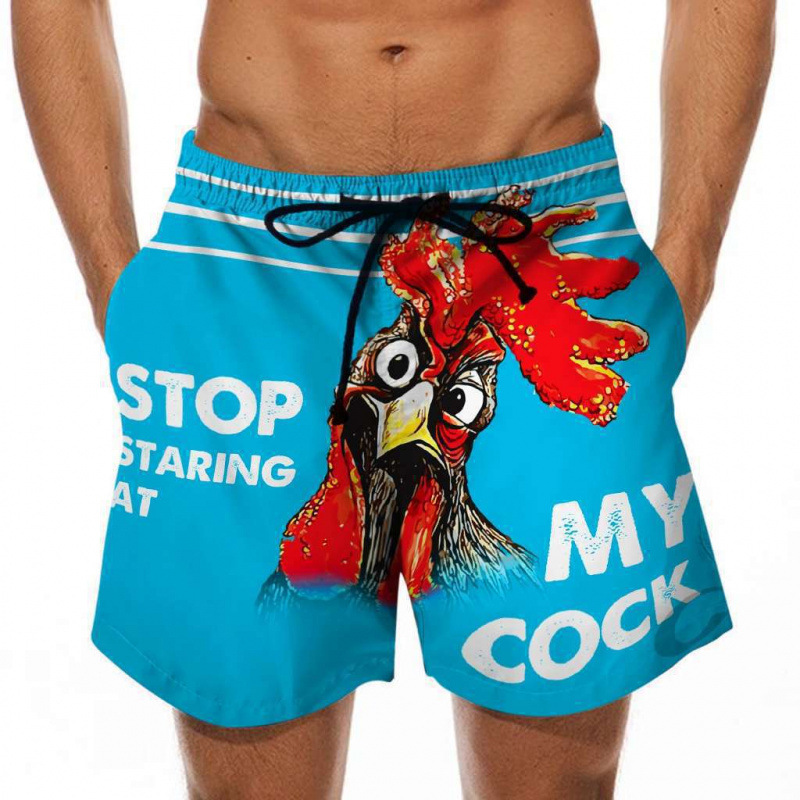 2026 Men's Board Shorts | Fun 3D Digital Printed Creative Chicken Head & Banana Pattern European-American Style Trunks