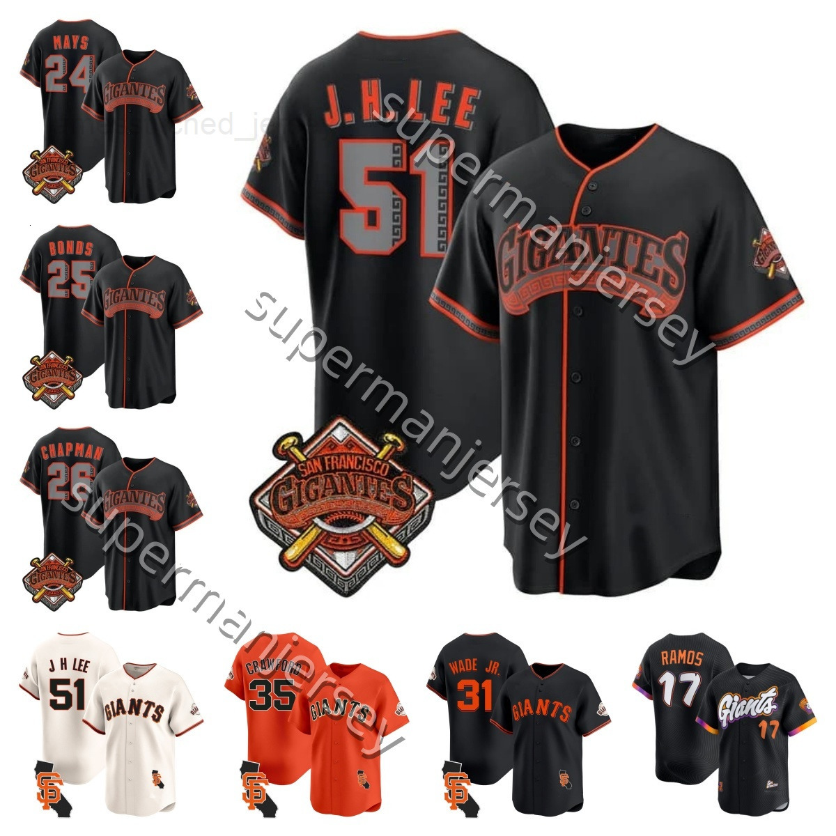 sewed Heliot Ramos Jung Hoo Lee Matt Chapman Mike Yastrzemski Rafael Devers Willie Mays Willy Adames Wilmer Flores S-4XL Giantss baseball jersey Gigantes S-4XL