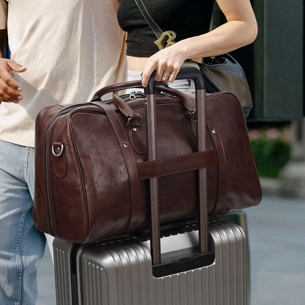 Hot Sale Genuine Leather Travel Bag, Vintage Large Capacity Men's Bag, Multifunctional Luggage, Outdoor Sports Handbag, Business Fitness Bag SENY