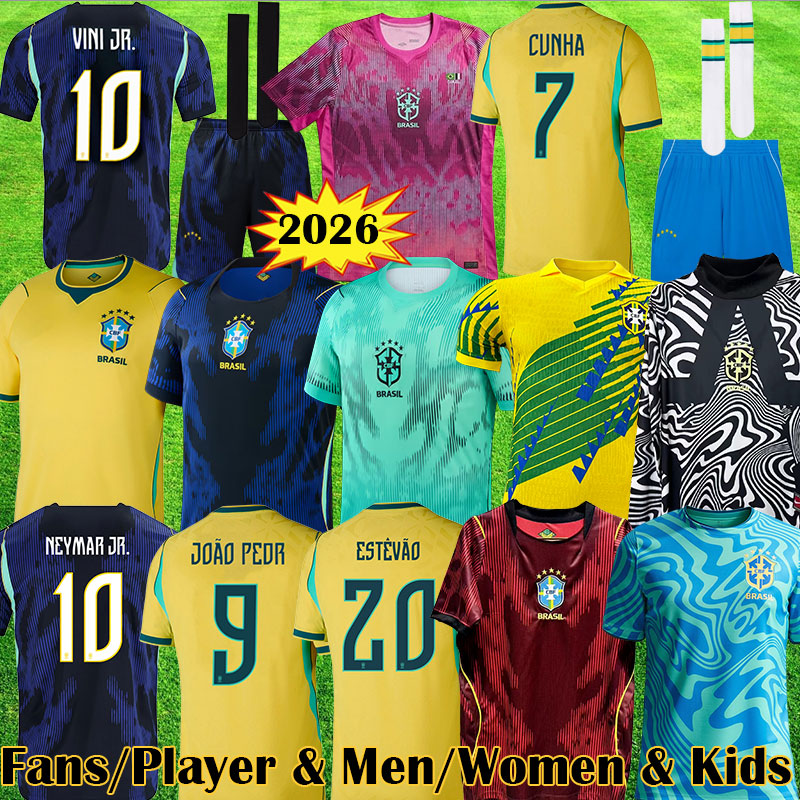 Brazil Soccer Jerseys 2026 MARQUINHOS CUNHA G RODRYGO Brasil Special Edition Jersey 26 27 VINI JR RAPHINHA MARTINELLI Fans 4XL Players Women Kids Football Shirt