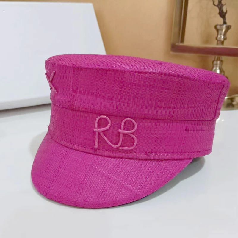 Women Summer Cpas Straw sboy Cap Letter Embroidered Flat Visor 260402