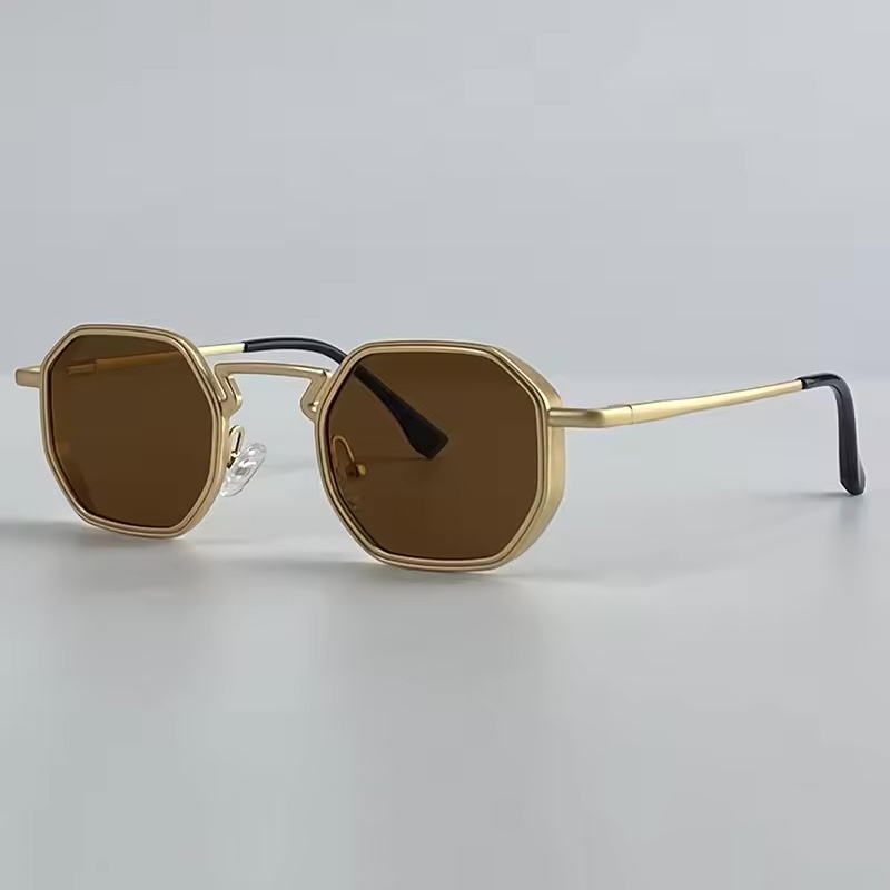 Small Frame Hexason Steampunk Sunglasses Men Luxury Brand Vintage Punk Eyewear Classic Polygon Metal Sun Glasses Male UV400 CB Fashion Accessories