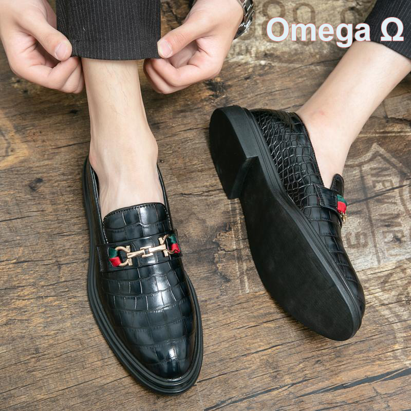 New Men's Business Dress Leather Shoes Outdoor Fashion Printed Thick Bottom Versatile slip-on Large Size 38-48 Casual Shoes