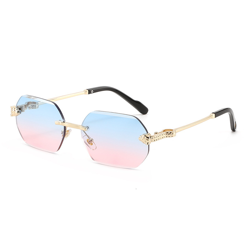Luxury Brand Designer Jewelry 2026 Personalized Polygonal Frameless Sunglasses European And American Fashion Exquisite Snake Head Cut Edge Versatile S