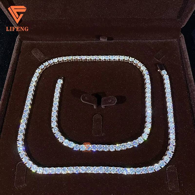 925 Sterling Silver Moissanite Tennis Chain for Men 5mm Rose Gold Hip Hop VVS Diamond Necklace