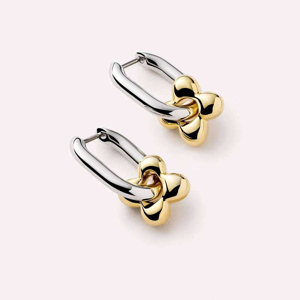 DPLAOPA Sterling Silver Two Irregular Circle Piercing Flower Hoop Loops Women Luxury Trendy Fine Cute Gift Jewelry