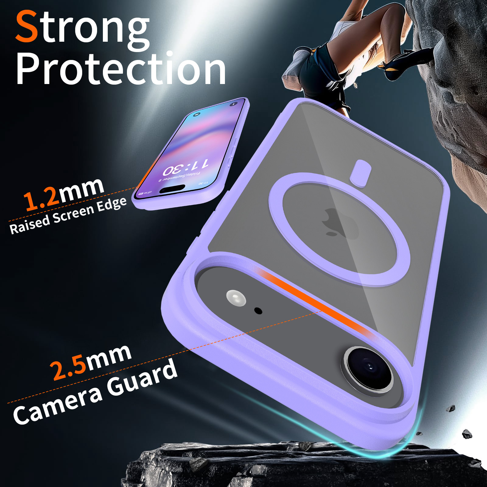 Magnetic Frosted Phone Case for iPhone , Transparent Shockproof Cover with Colored Camera Button