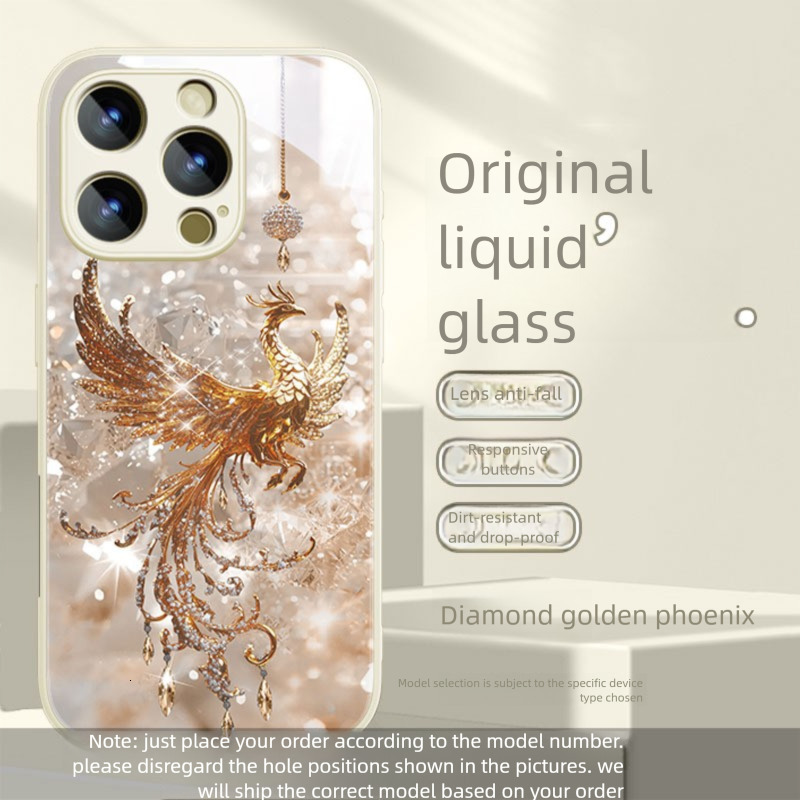 Luxury Designer Pink Phoenix Phone Case Premium Liquid Glass Bling Diamond Cover Full Lens Protection Protective Case For Iphone Elegant Gift