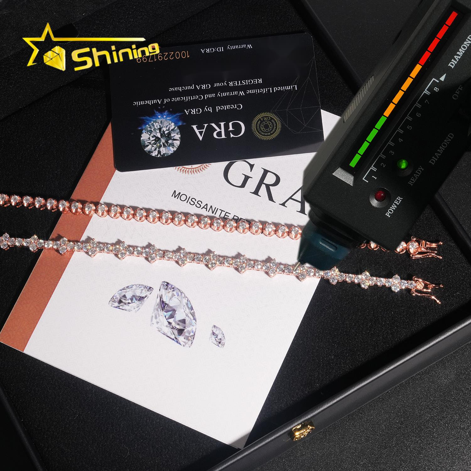 Hip Hop 925 Sterling Silver 3mm 4mm Cross Moissanite Tennis Bracelet Custom Iced Out VVS Moissanite Bracelet for Men Women past test