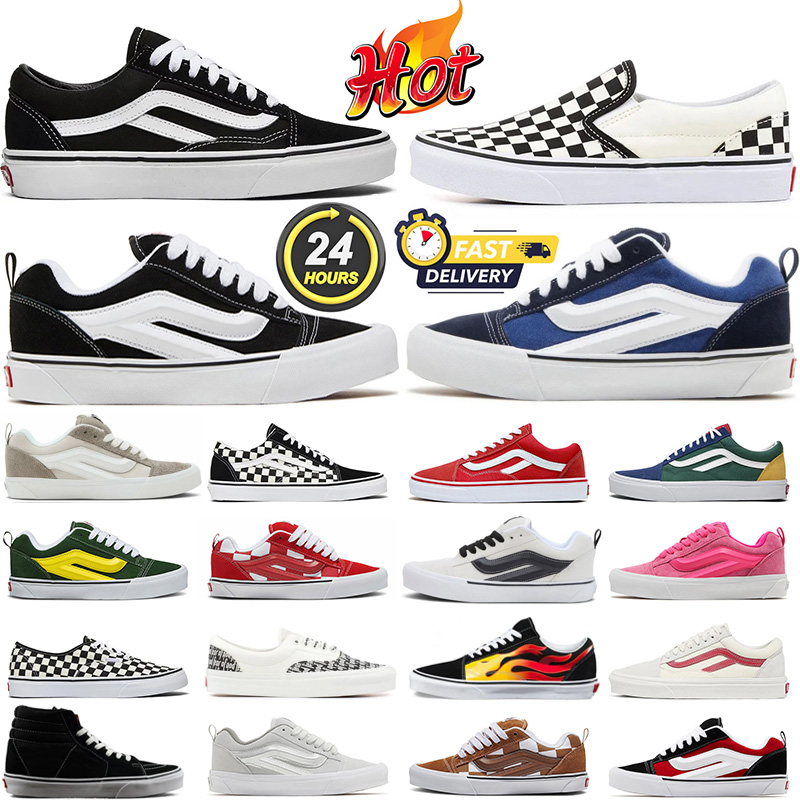 designer shoes knu skool casual canvas skateboard sneakers classic slip-on men women outdoor chaussure Brown teal Check Red