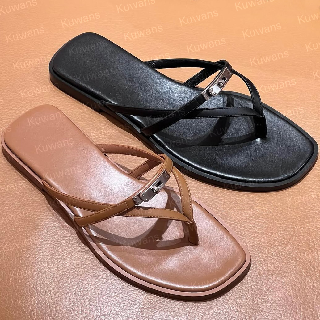 Designer Miss Sandals Women Flip Flops Hsandal Summer Casual Beach Sandal High Quality Genuine Leather Luxury Flat Slippers Fall Slides Size 35-41