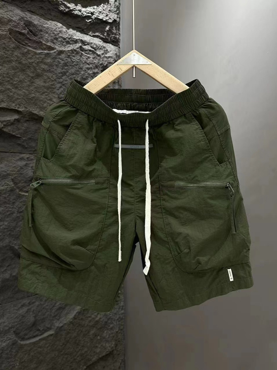 Trendy Fashionable Work Pants with Waist Cord Outdoor Beach Shorts Large Pockets Summer Polyester Straight Leg Men's Wear