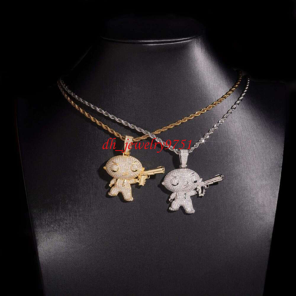 New Design Bulk Stock Hot Sale Hip Hop Stylish Moissanite Silver Iced Out Kids Diamond Pendant