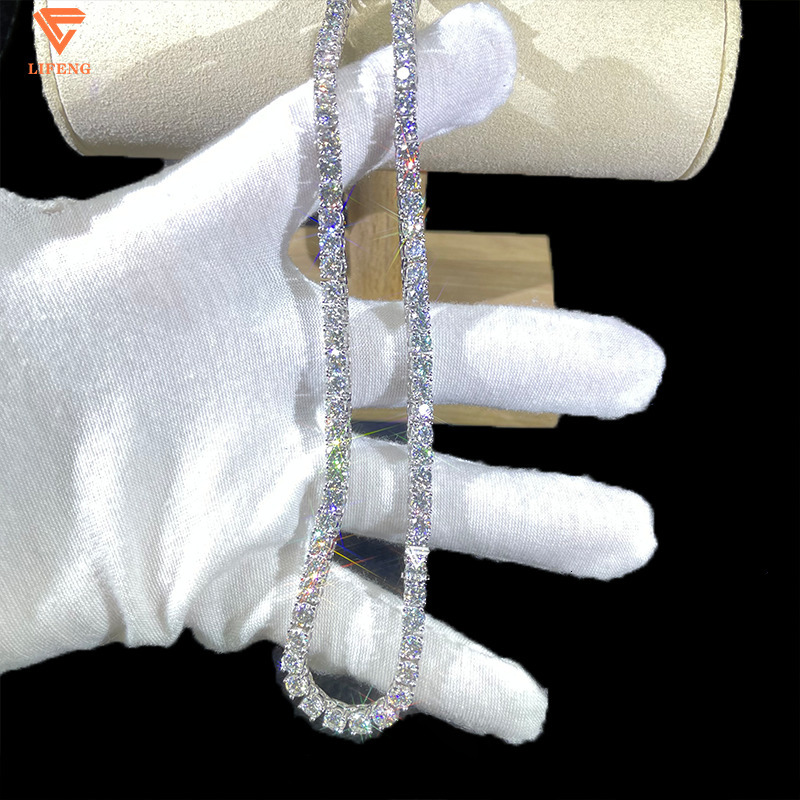 Pass the Diamond Tester 4mm Moissanite Tennis Chain 925 Sterling Silver Iced Out Tennis Bracelet with Gra Women Men