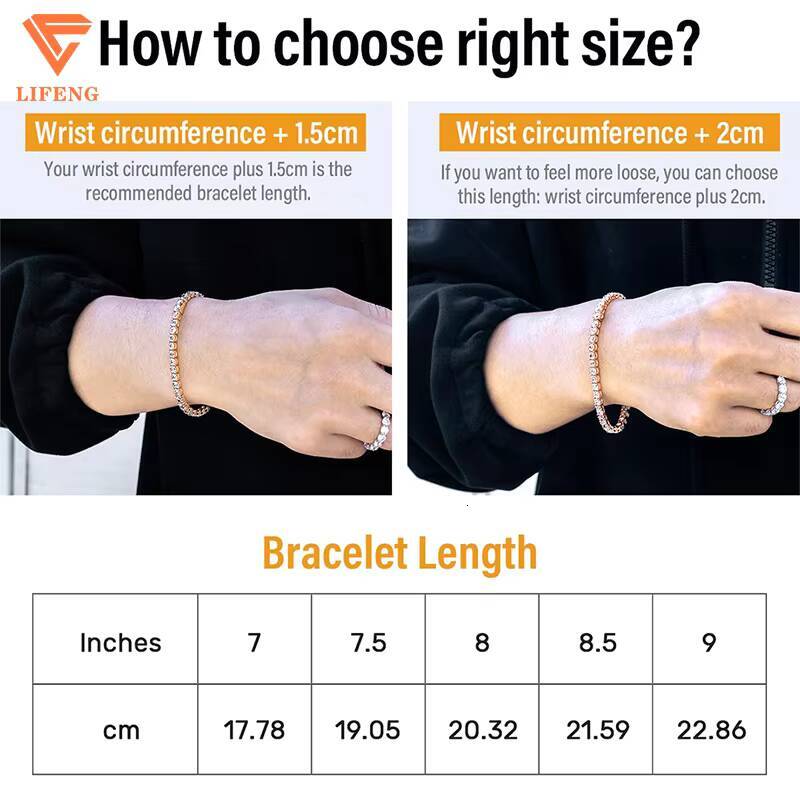 LiFeng Jewelry 925 Sterling Silver Tennis Chain Bracelet Hip Hop Style Baguette Moissanite Gift Main Material Gold Main Diamond