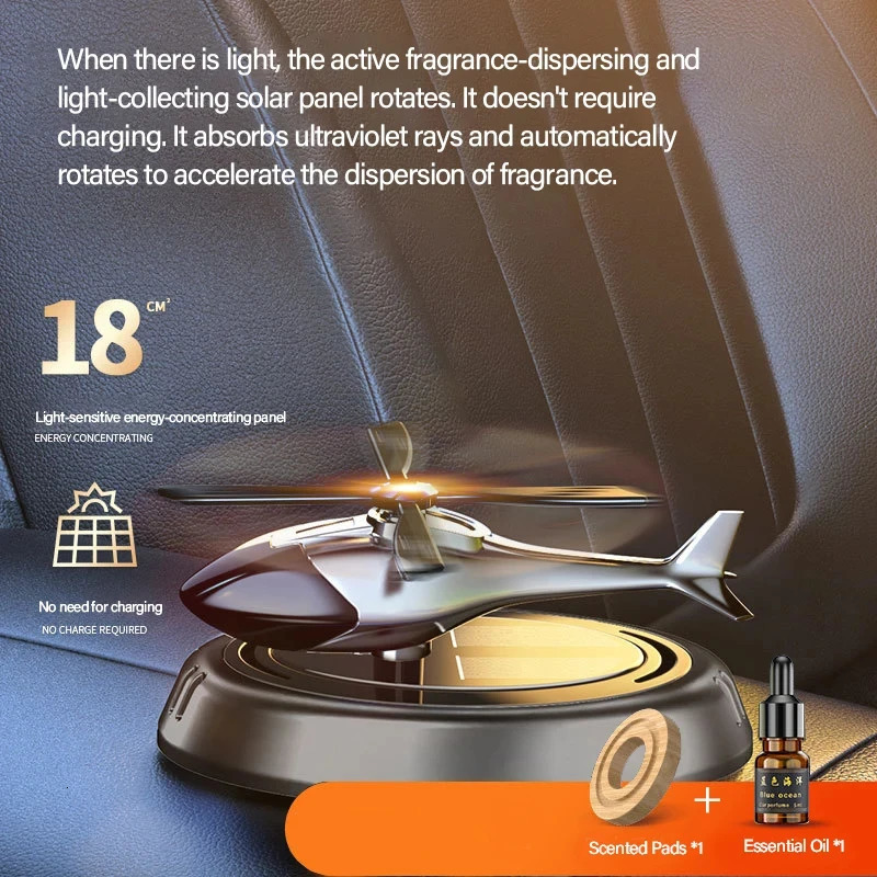 Solar Car Air Freshener Perfume Helicopter Interior Decoration Solar Car Rotating Aroma Perfume 260402