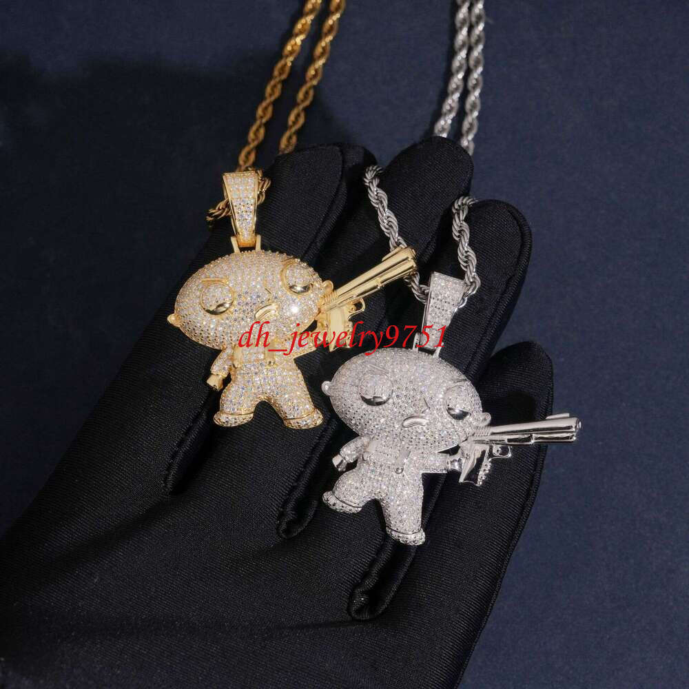New Design Bulk Stock Hot Sale Hip Hop Stylish Moissanite Silver Iced Out Kids Diamond Pendant