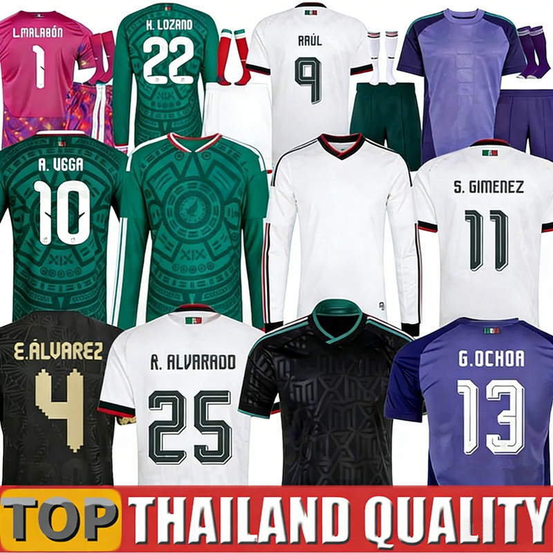 Mexico 2026 World Cup RAUL CHICHARITO Soccer Jerseys LOZANO 25 26 H.LOZANO Men Kids football Shirts Uniforms Fans Player Version GIMENEZ 2025 long sleeves goalkeeper