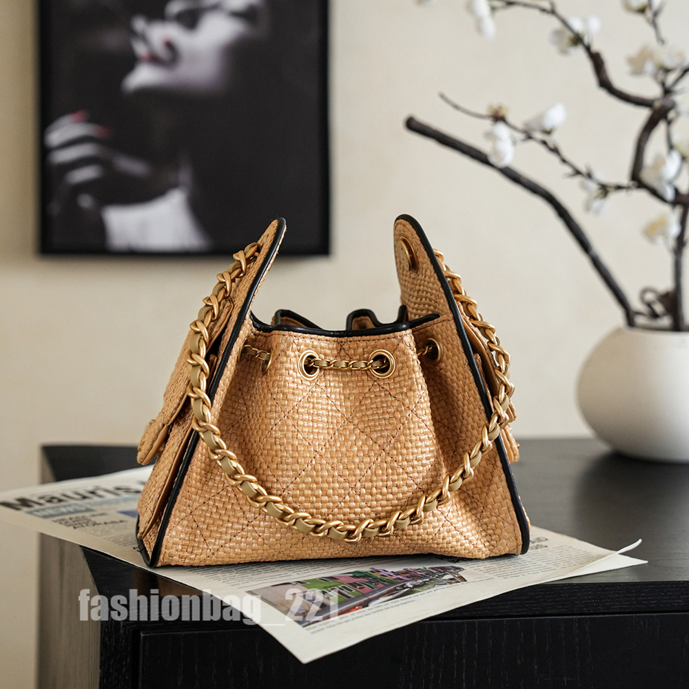 Designer Bag Premium Raffia Woven Tote Luxury Straw Bucket Bag Summer Beach Vacation Daily Wear Shopping Leisure Travel Crossbody Handbag