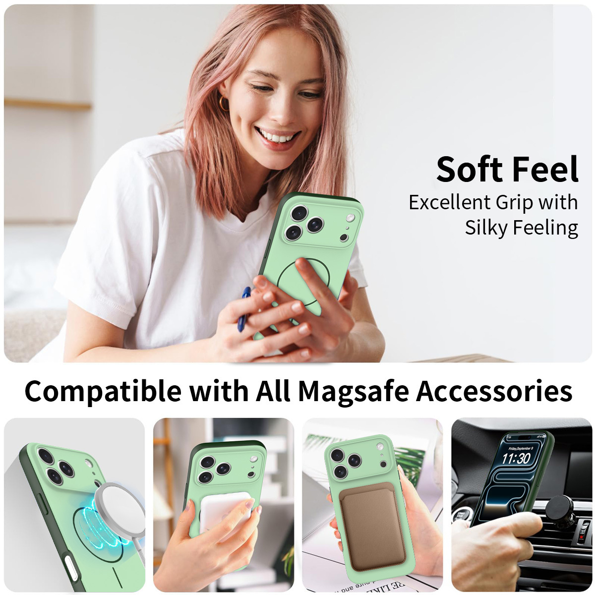 Minimalist Magnetic Phone Case for iPhone 17 Pro Max, PC+TPU Shockproof Cover with Lanyard