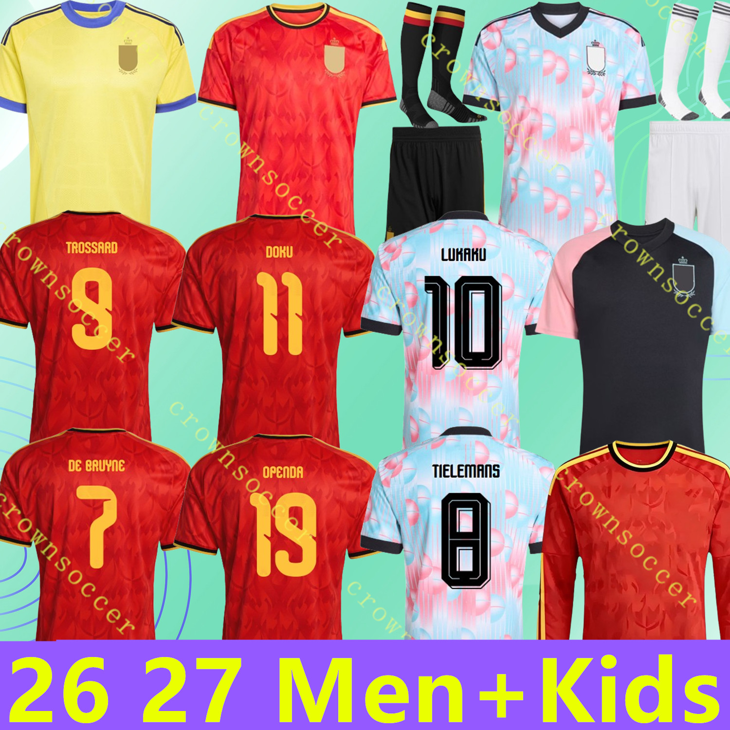 26 27 Belgium World Cup soccer jerseys DE BRUYNE R. LUKAKU E. HAZARD 2026 2027 MERTENS BATSHUAYI TIELEMANS T.HAZARD DOKU Fans Player football shirt uniforms Men Kids Kits
