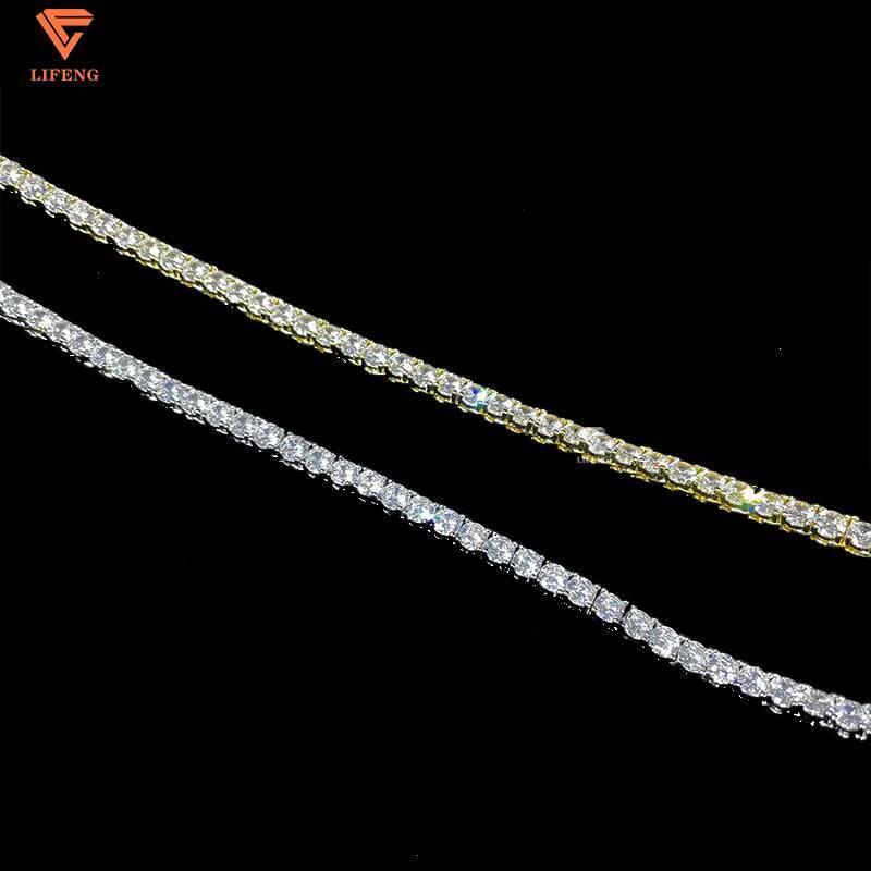 Wholesale Hip Hop Jewelry Fashion Iced Out 925 Sterling Silver Zircon Diamond Tennis Chain CZ Necklace for Men Women