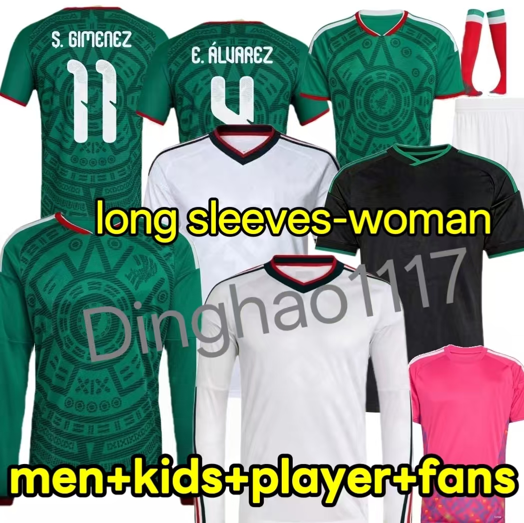 2026 Mexicos Soccer Jersey Home Away RAULCHICHARITO LOZANO DOS SANTOS Club Football Shirt Kids Kit H.LOZANO Men Sets Uniforms Fans Player Version